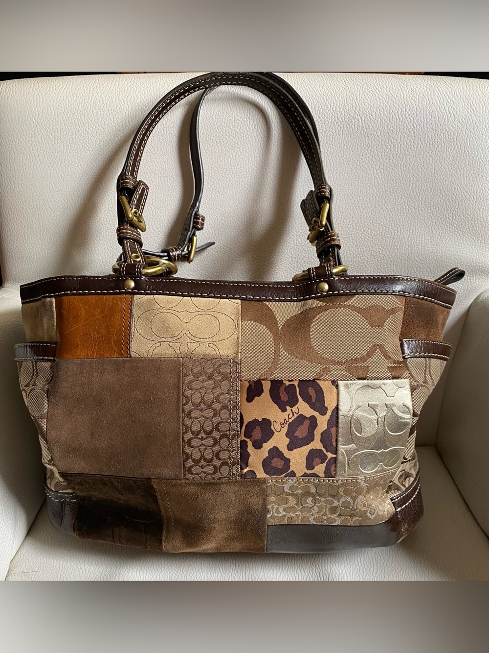 Coach Signature Patchwork Limited Edition Purse Bag F0873-F12843 Leopard VTG Y2K - Picture 3 of 12